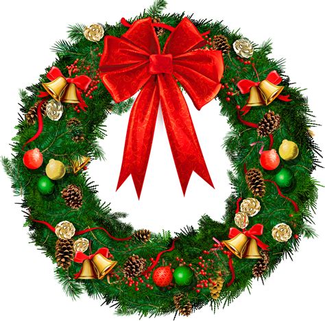 Transparent Christmas Wreath With Red Bow