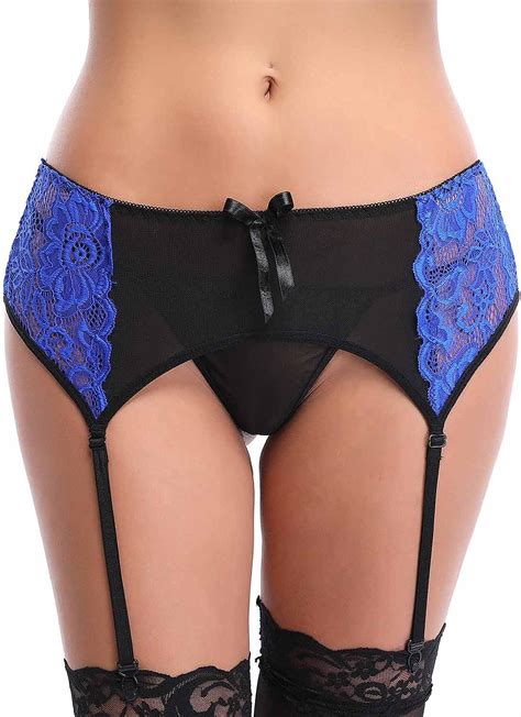 Amazon Com Vivilover Womens Sexy Lace Suspender Garter Belt And