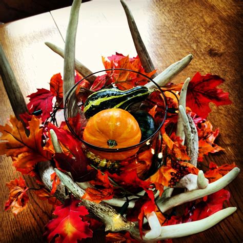 Autum Antlers Centerpiece With Images Wedding