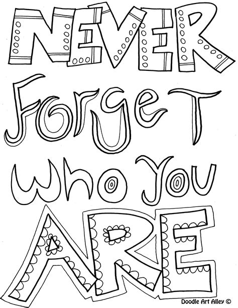 Doodle Coloring Page Never Forget Who You Are Quote Coloring Pages