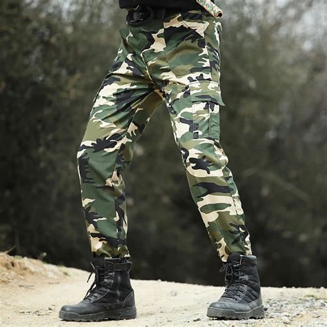 men casual tactical camouflage cargo pants camo pattern army combat pants cotton work pockets