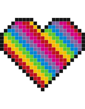 Drapeau anglais coeur pixel art facile. coeur arc en ciel - Stickers Muraux - Stickaz