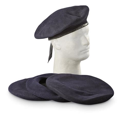 4 Used French Military Berets Navy Blue 172480 Military Hats And Caps