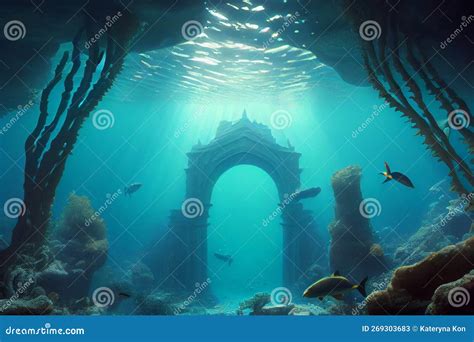 Mythical Underwater City Atlantis, Generative Ai. Depicting a Lost