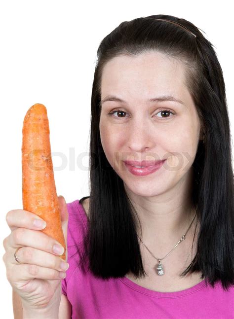 the girl with carrot stock image colourbox