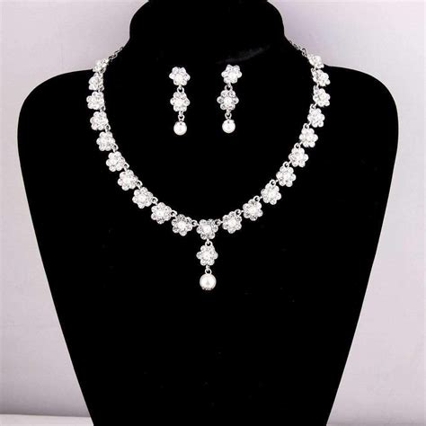 Floral Wedding Prom Jewelry Sets Crystal Pearl Prom Jewelry Sets