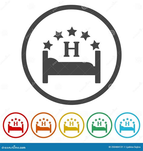 Five Stars Hotel Icons In Color Circle Buttons Stock Vector