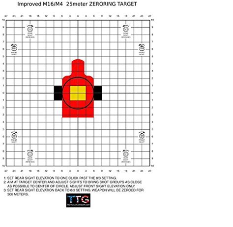 Buy Improved M4 Ar15 M16a2 25 Meter Zeroing Targets Red W Yellow