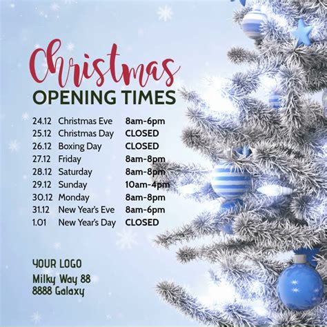 Christmas Opening Times Hours Video Square Ad Template Postermywall