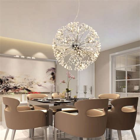 If you choose a light with three bulbs in one sphere, this may not be adequate to light the entire island. Modern LED Crystal Pendant Lamp Dandelion Chandelier Light ...