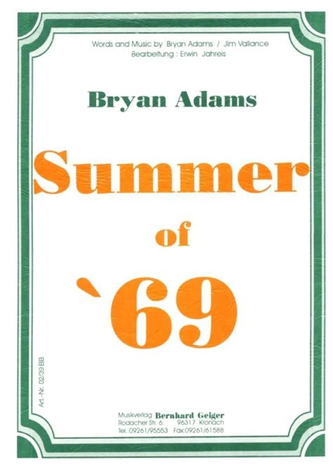 Summer Of 69 Von Bryan Adams Im Stretta Noten Shop Kaufen