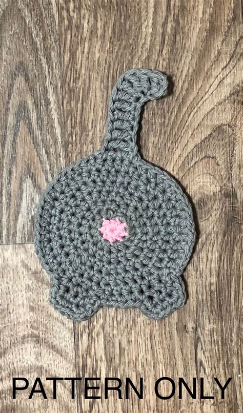 crocheted cat butt coaster pattern instant download etsy