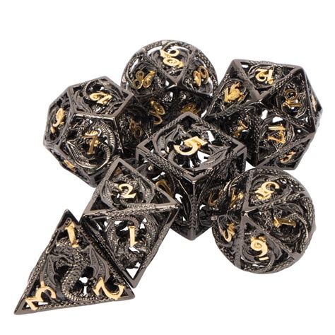 7pcs Hollow Metal Dnd Dice Set For Dungeons And Dragons Rpg Etsy