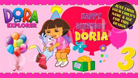 Dora The Explorer And Boots Happy Birthday Banner Birthday Etsy