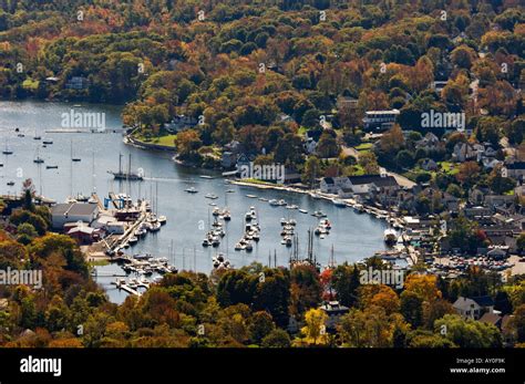 City Of Camden And Harbor With Autumn Color From Mount Battie In Camden