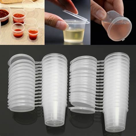 120pcs 25ml Disposable Plastic Takeaway Sauce Cup Containers Food Box