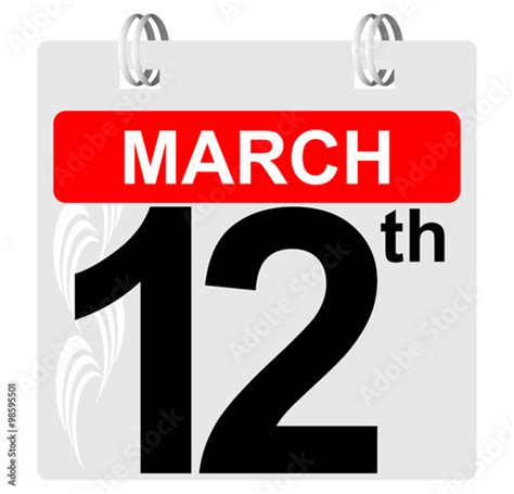 12th March Calendar With Ornament Stock Image And Royalty Free Vector