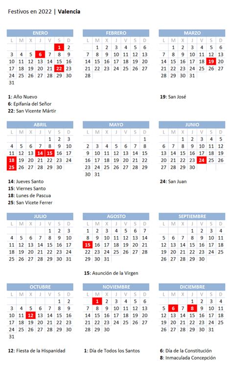 Calendario Laboral 2022 En Valencia Los Catorce Festivos Y Todos Los