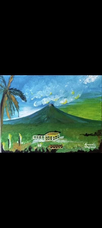 Mayon Volcano Acrylic Painting Painting By Araceli Cofield Fine Art