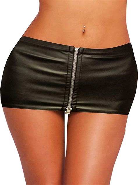 Style Plus Women Faux Leather Look Just 10 Inches Micro Mini Skirt Size 6 To 20 Uk