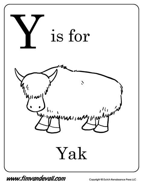 Y Is For Yak Printable Tims Printables
