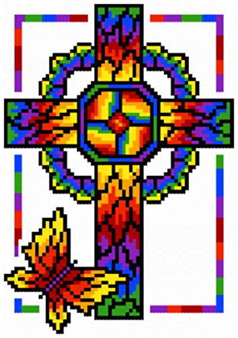 Original design free cross stitch patterns available in pdf format for download. Stain Glass Cross 2 Cross Stitch Pattern religious