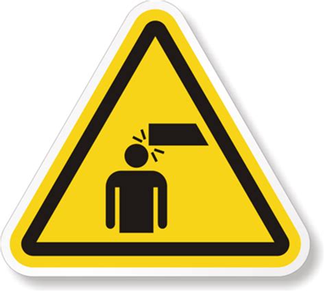 iso  overhead obstacles warning label hit head symbol sku lb