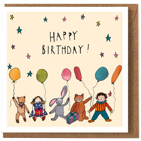 Children's Happy Birthday Greeting Card by Katie Cardew illustrations