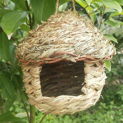 Humming Birds Nest Bird House Handmade Straw Etsy