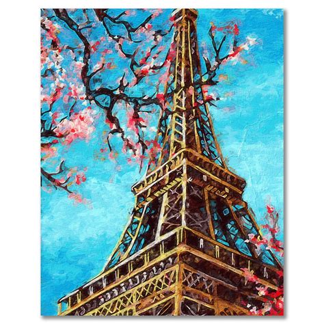 Paint By Numbers Kit Eiffel Tower Under The Blue Sky Diy Etsy