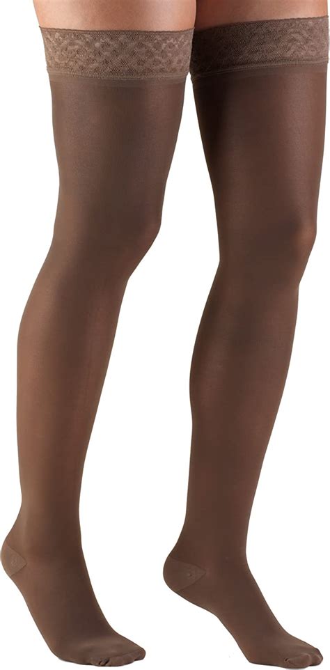 truform sheer compression stockings 30 40 mmhg women s thigh high length 30 denier taupe