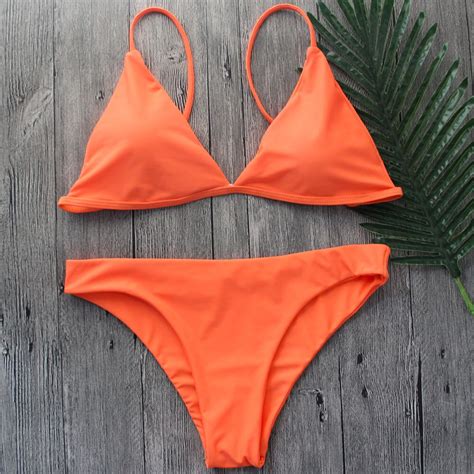 Melphieer Brazilian Bikini Set 2018 Swimwear Swimsuit Women Sexy Push Up Orange Bikinis Swimming