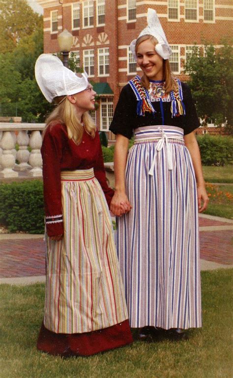 Girls Wearing Traditional Costume Of Volendam North Holland The Netherlands Traditional