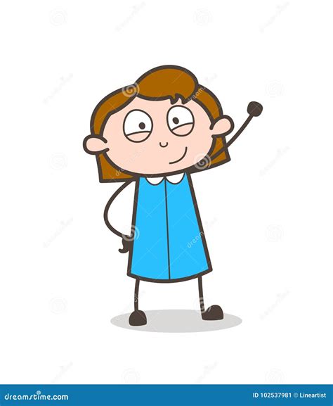 smiling girl raising hand vector stock illustration illustration of clipart doodle 102537981