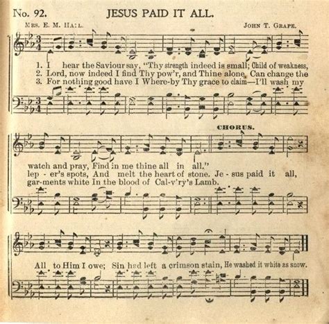 Jesus Paid It All Sheet Music I Hear The Savior Say Kristian Stanfill