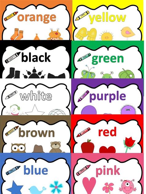 Color Chart Posters Teaching Colors Colours Name For Kids Preschool