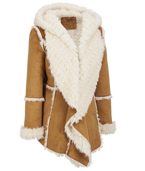 Womens Brown Fur Suede Overcoat With Hood Shearling Sheepskin Etsy In