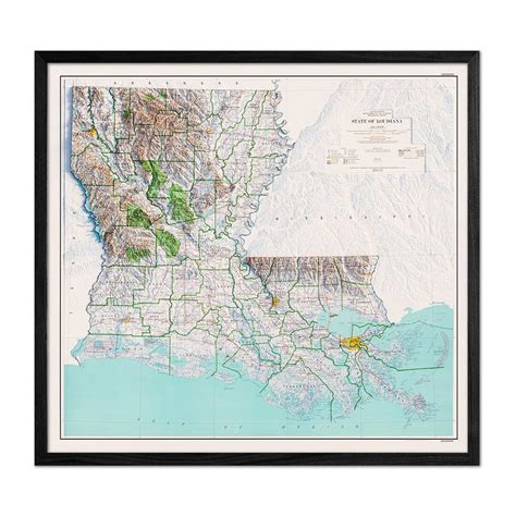 Vintage Map Of Louisiana 1968 Louisiana Relief Map Muir Way