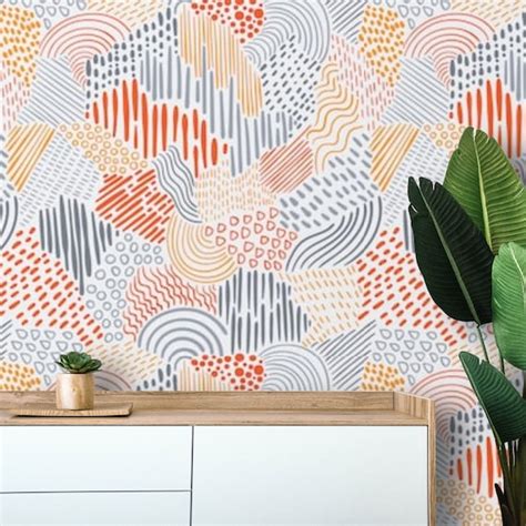 Peel And Stick Abstract Modern Wallpaper Removable Self Etsy