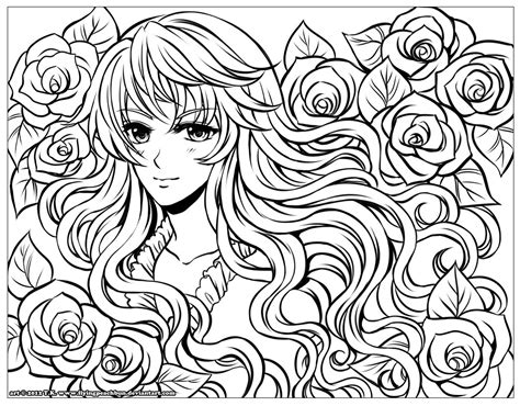 Images Beautiful Long Hair Coloring Pages For Girls Anime