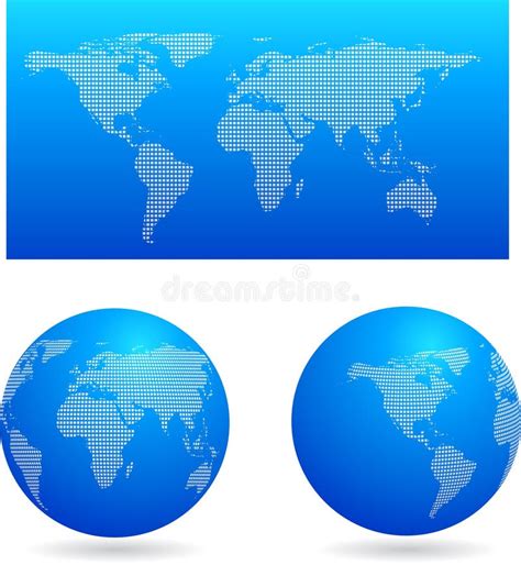 Blue Map And Two Globes Stock Vector Illustration Of Dotted 14100127