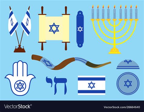 Jewish Symbols Colored Royalty Free Vector Image
