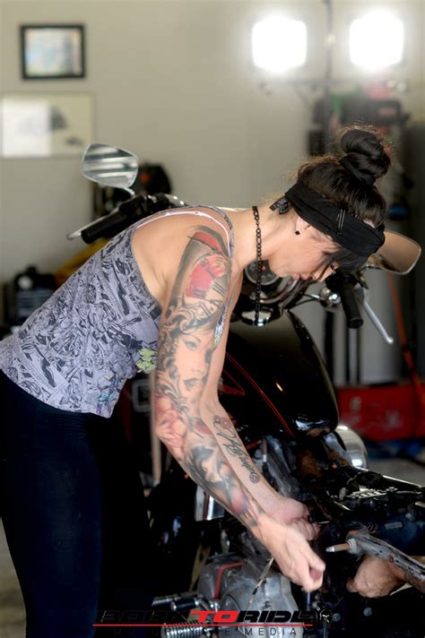 Born To Ride Motorcycle Babe Of The Week Brittany Working On Bike 15