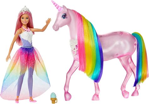 Barbie Dreamtopia Licorne Rose Lumières Magiques Crinière Arc En Ciel