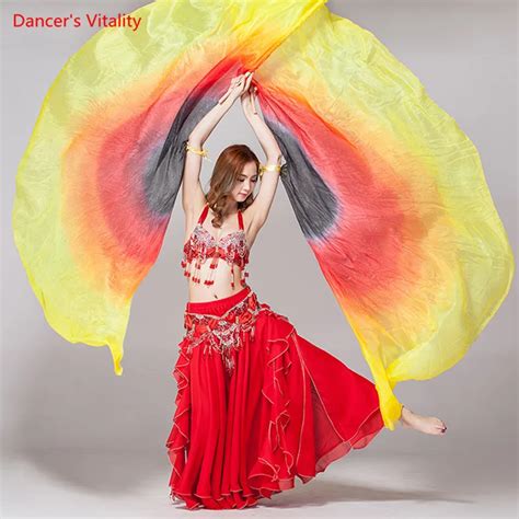 2018 new 100 silk stage performance props 1 pair half circle silk veil dance right left hand