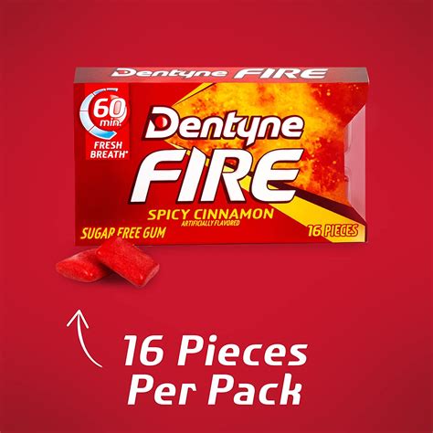 Dentyne Fire Spicy Cinnamon Sugar Free Gum 16 Piece Pack