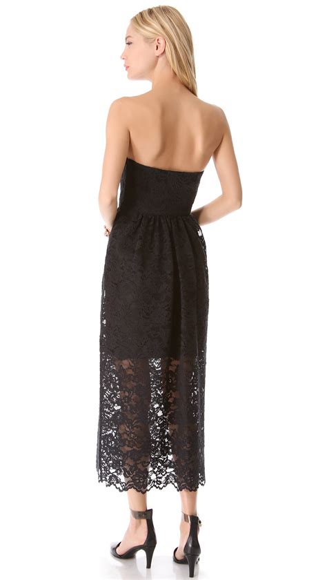 Lyst Tibi Strapless Lace Dress In Black