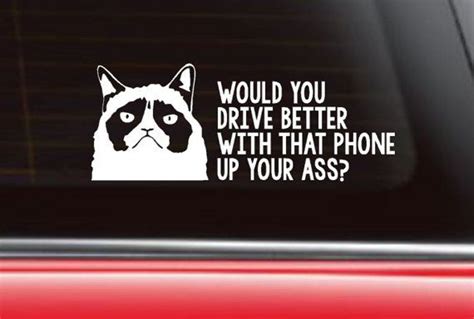 Grumpy Cat Get Off The Phone Grumpy Cat Car Decal Funny Car Decal