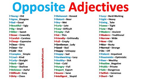 List Of Opposite Adjectives In English Eslbuzz My Xxx Hot Girl