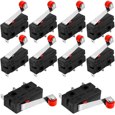 Winfred 10pcs Mini Micro Switch 3 Pins Micro Limit Switch 5a 250v Roller Lever Arm Momentary